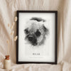 Personalised Dog Sketch Portrait Print - leaning in a frame