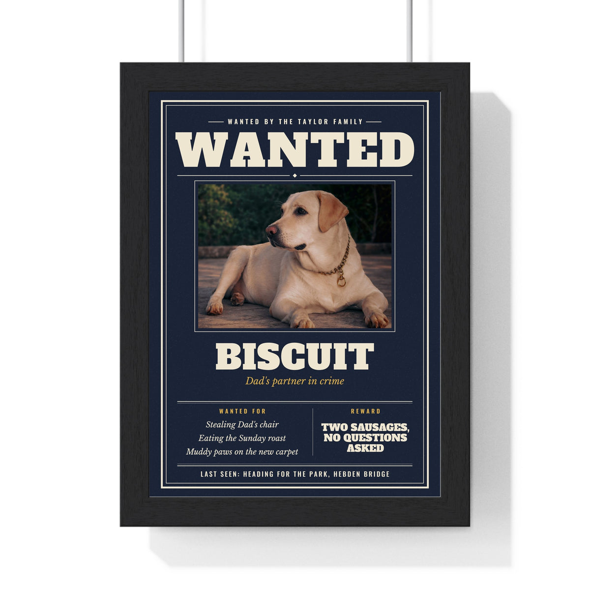 Personalised Dog Wanted Poster Print - another design