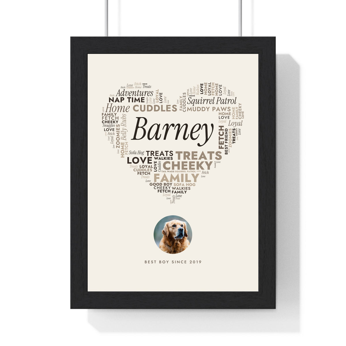 Personalised Dog Word Art Print - framed personalised dog word art print