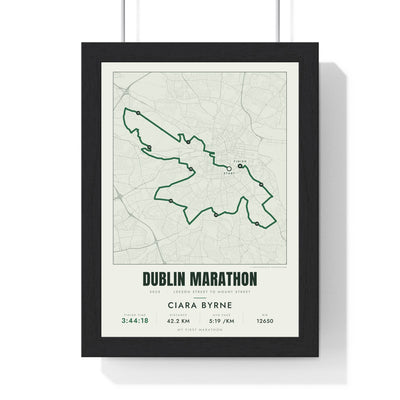Personalised Dublin Marathon Print - framed street map Dublin Marathon route print with name and finish time