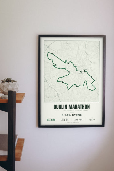 Personalised Dublin Marathon Print - Dublin Marathon route print on the hallway wall