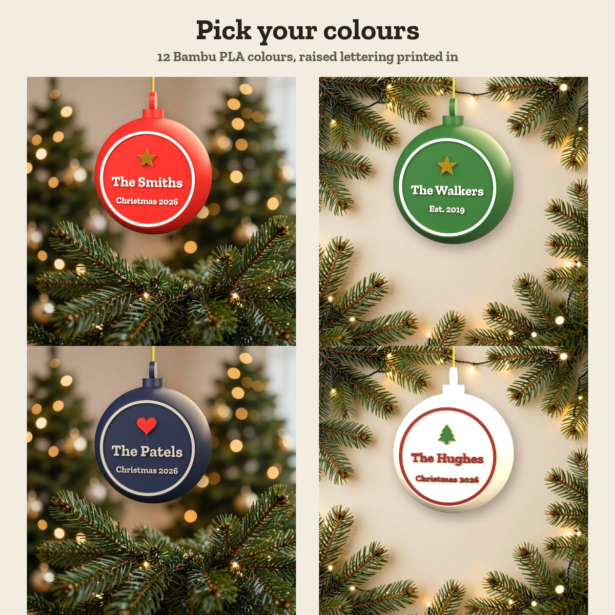 Personalised Family Bauble - colour options