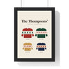 Personalised Family Christmas Jumper Print - framed cream family Christmas jumper print with four names