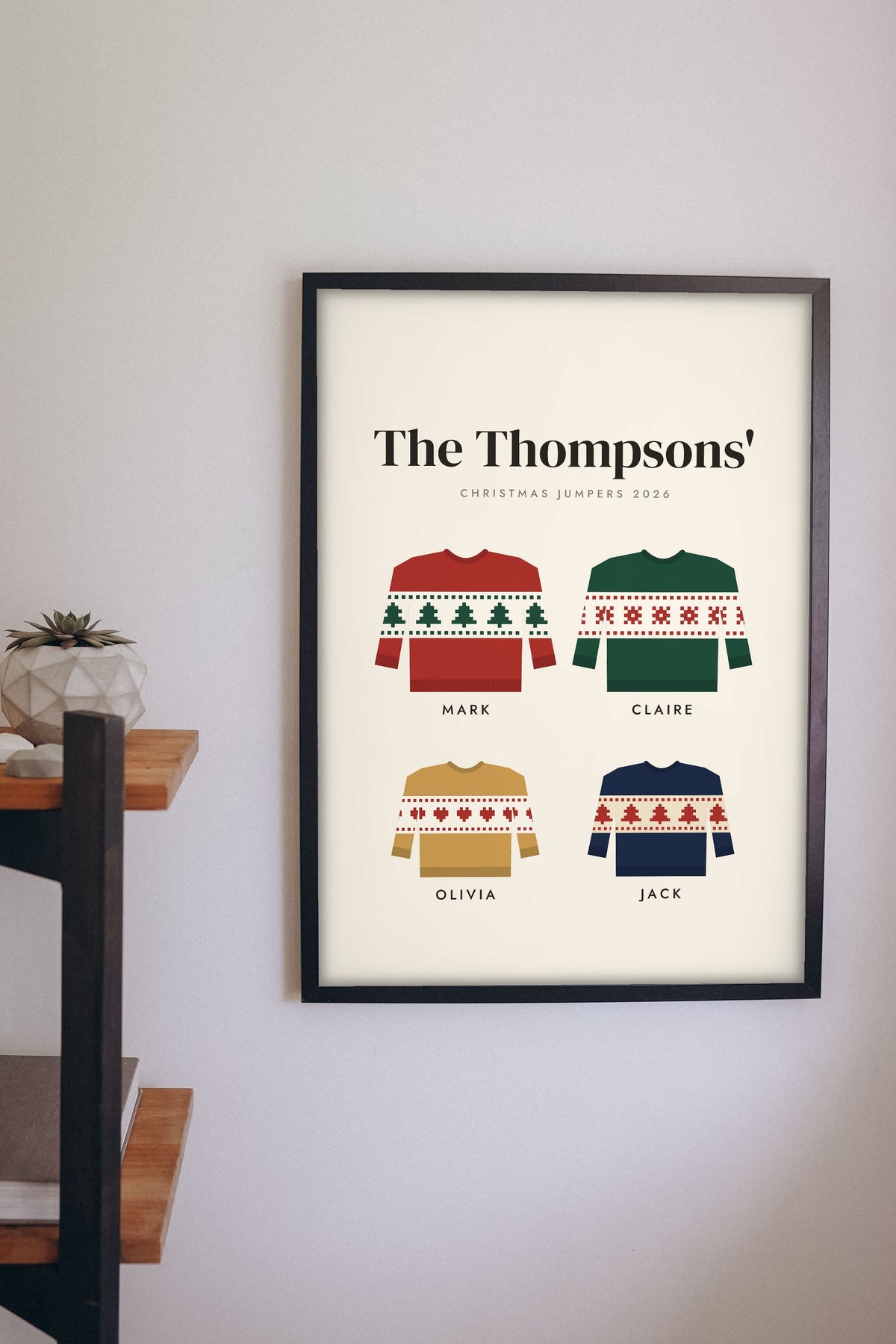 Personalised Family Christmas Jumper Print - family Christmas jumper print on the wall