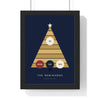 Personalised Family Christmas Tree Print - framed navy and gold version with four baubles