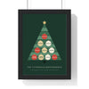 Personalised Family Christmas Tree Print - framed forest green version with ten baubles