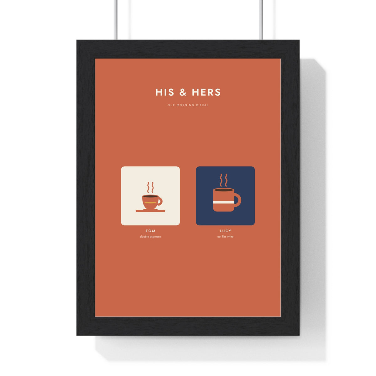 Personalised Family Coffee Order Print - terracotta his and hers version