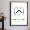 Personalised Family Crest Print - family crest print on a hallway wall