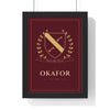 Personalised Family Crest Print - framed burgundy and gold crest with keys
