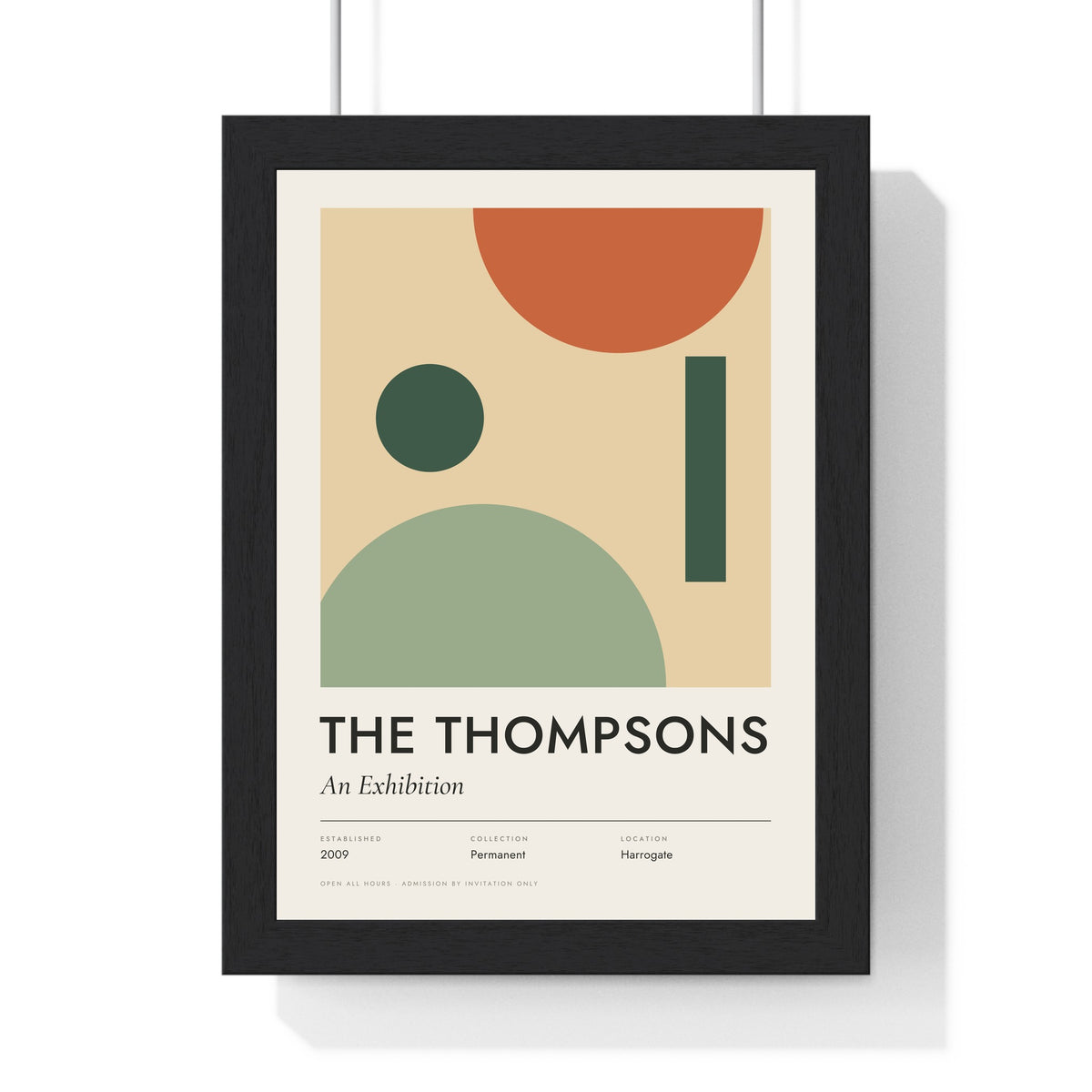 Personalised Family Exhibition Print - framed sage family exhibition print for The Thompsons