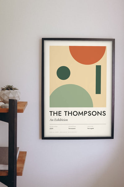 Personalised Family Exhibition Print - family exhibition print on a living room wall