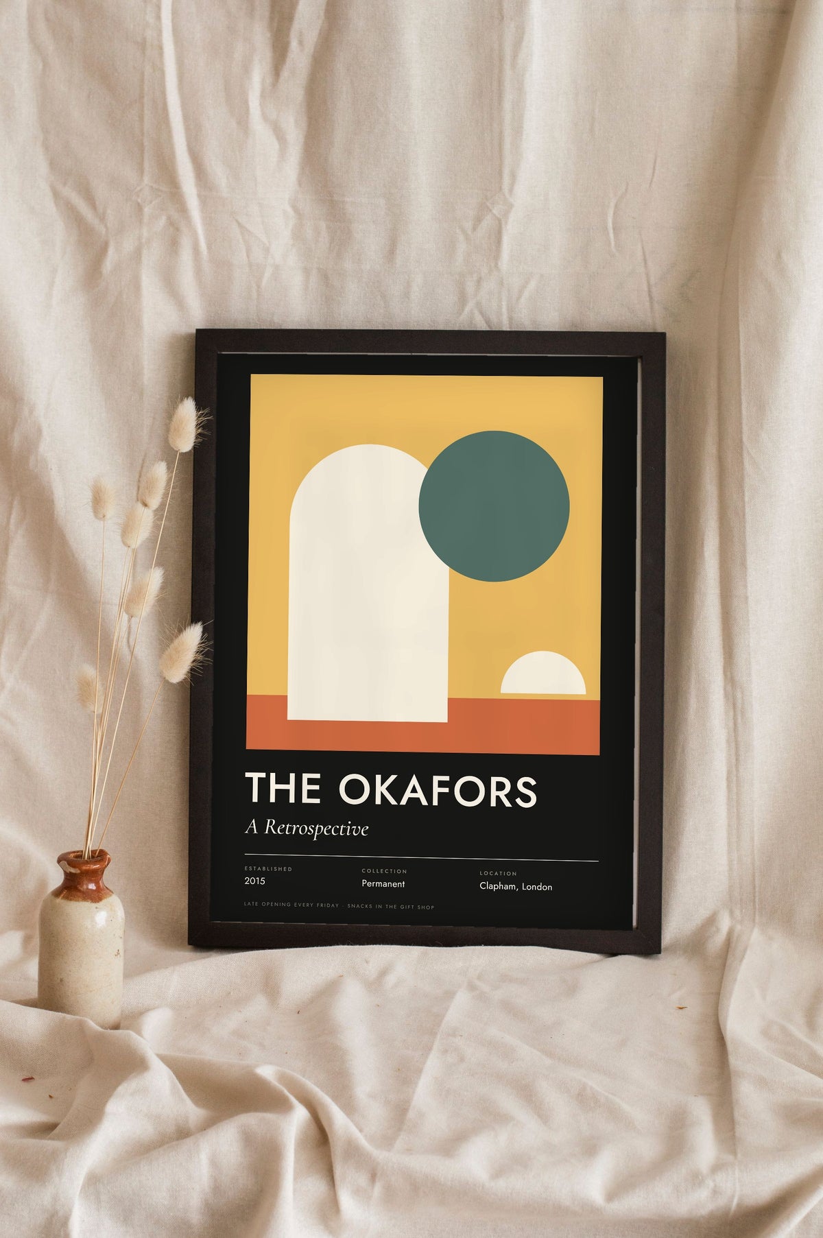 Personalised Family Exhibition Print - noir family exhibition print leaning on a shelf