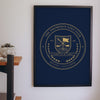 Personalised Family Golf Club Crest Print - golf club crest print on the study wall