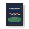Personalised Family Golf Print - framed navy version with six family flags