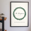 Personalised Christmas Wreath Print - family name wreath print on the wall