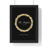 Personalised Christmas Wreath Print - framed black and gold version