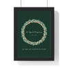 Personalised Christmas Wreath Print - framed forest green version with a long family name
