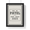 Personalised Family Name Mosaic Print - framed black and white Victorian tile house number print
