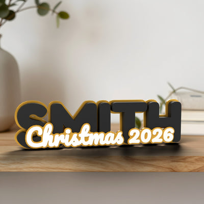 Personalised Family Name Sign - standing on a shelf