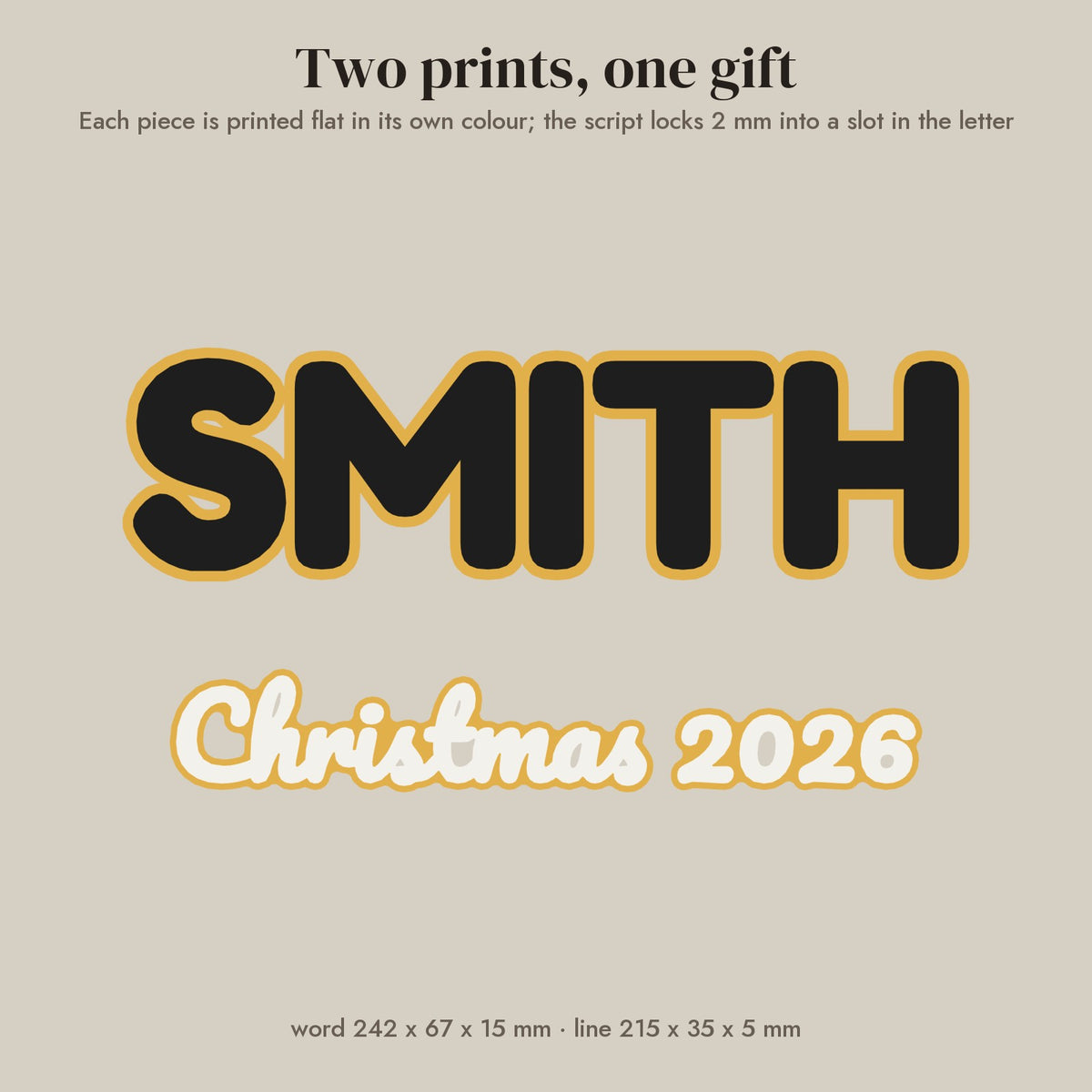 Personalised Family Name Sign - the two printed pieces