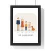 Personalised Family Portrait Illustration Print - framed modern family portrait print of a family of four and their dog