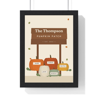Personalised Family Pumpkin Patch Print - framed personalised family pumpkin patch print