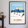 Personalised Retro Family Ski Print - retro family ski poster on the living room wall