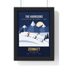 Personalised Retro Family Ski Print - framed night navy ski print, Christmas on the slopes in Zermatt