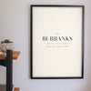 Personalised Family Surname Print - cream surname print on a living room wall