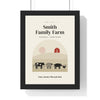 Personalised Farm Print - framed cream Smith Family Farm print with a cow, sheep, pig and hen