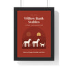 Personalised Farm Print - barn red stables version with two horses and a dog