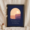 Personalised Favourite Walk Print - dusk coast version for Mum and Dad and Biscuit