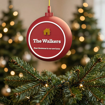 Personalised First Christmas in New Home Bauble - personalised first christmas in new home bauble on the Christmas tree