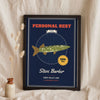 Personalised Fishing Poster - navy personal best pike poster