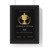 Personalised Football Award Certificate Print - framed black and gold Dad version