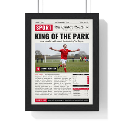 Personalised Football Back Page Newspaper Print - framed personalised football back page newspaper print