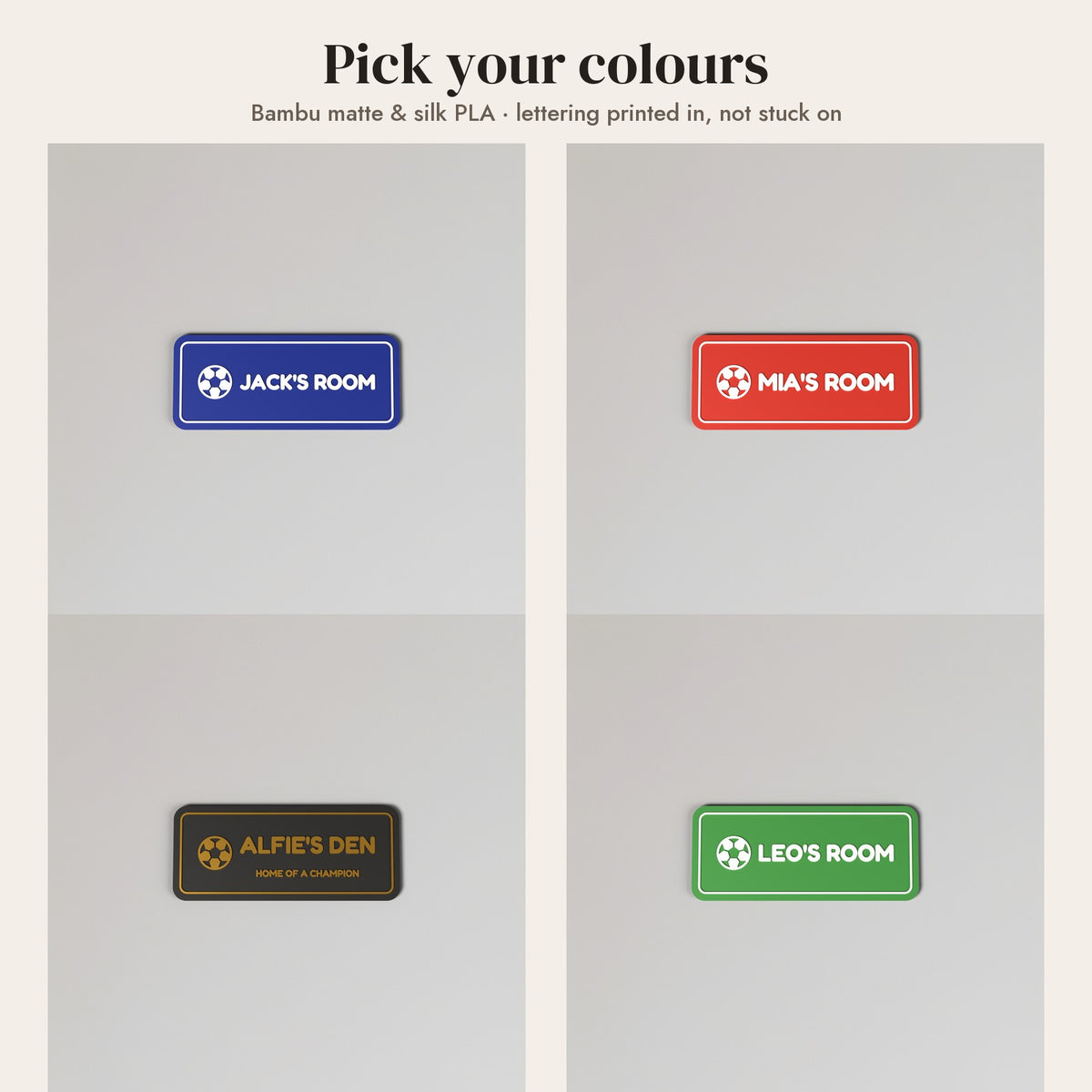 Personalised Football Door Sign - colour options