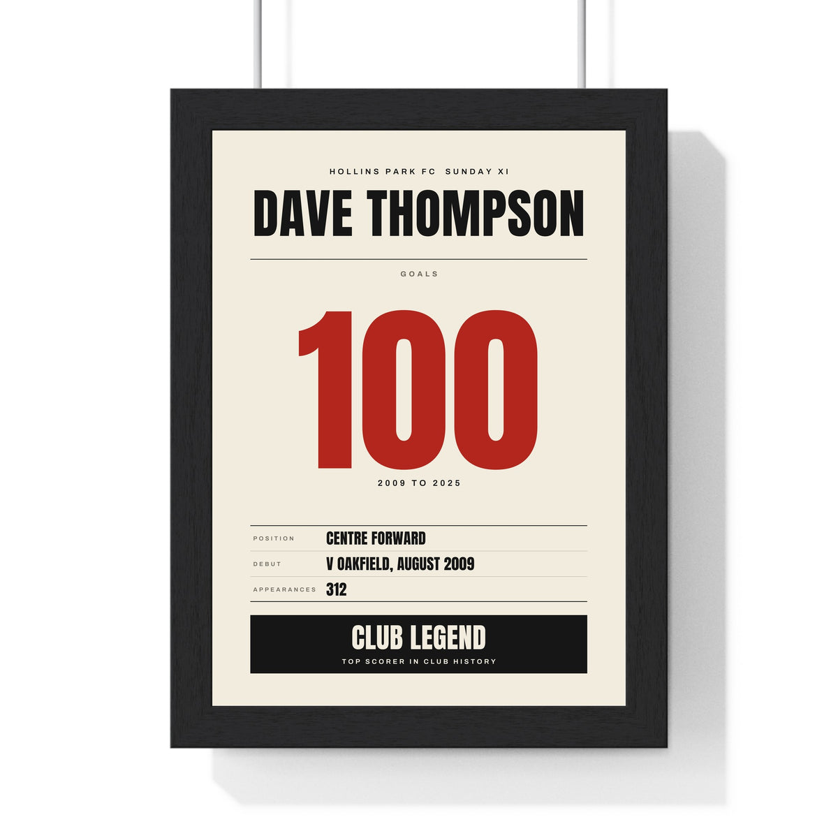 Personalised Football Milestone Print - framed football milestone print, 100 goals