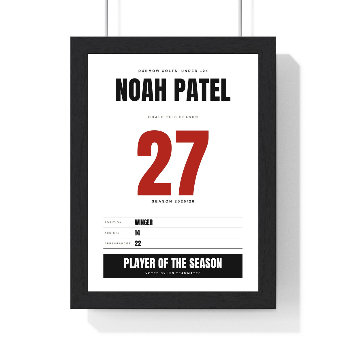 Personalised Football Milestone Print - framed player of the season print