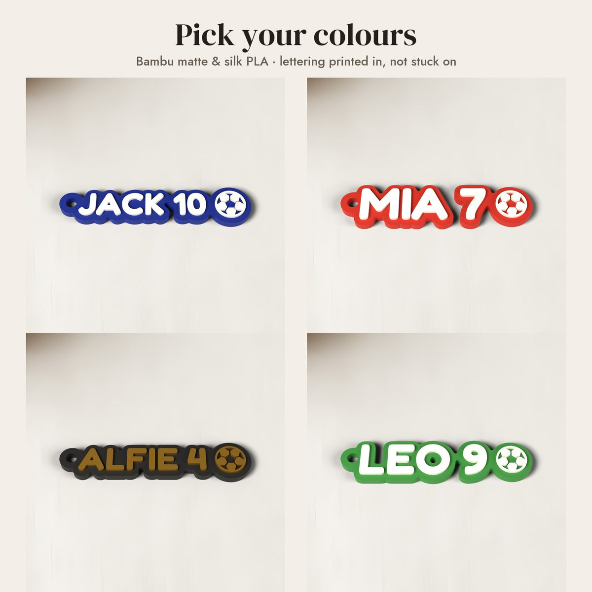 Personalised Football Keyring - colour options
