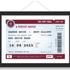 Personalised Football Wedding Ticket Print - framed claret and sky wedding ticket