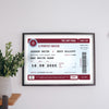 Personalised Football Wedding Ticket Print - on the living room wall