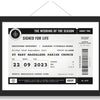 Personalised Football Wedding Ticket Print - framed black and white version