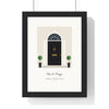 Personalised Front Door Print - framed black arched fanlight door