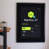Personalised Gamer Profile Card Print - on a gaming bedroom wall