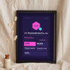 Personalised Gamer Profile Card Print - violet and neon pink version