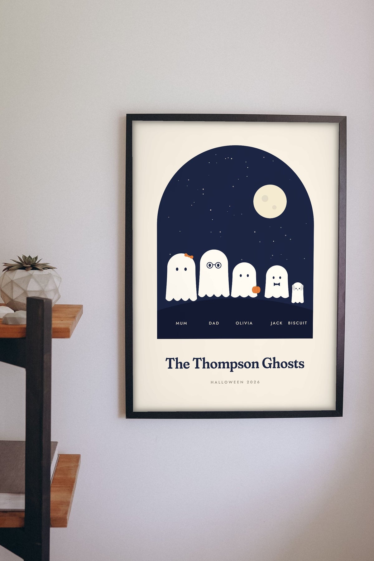 Personalised Ghost Family Print - on the living room wall