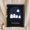 Personalised Ghost Family Print - dark black version for a family of four