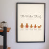 Personalised Gingerbread Family Print - gingerbread family print on the wall at Christmas