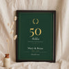 Personalised Golden Wedding Anniversary Print - leaning in a frame, dark